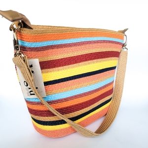 New Magid Rainbow Stripe Straw Bag